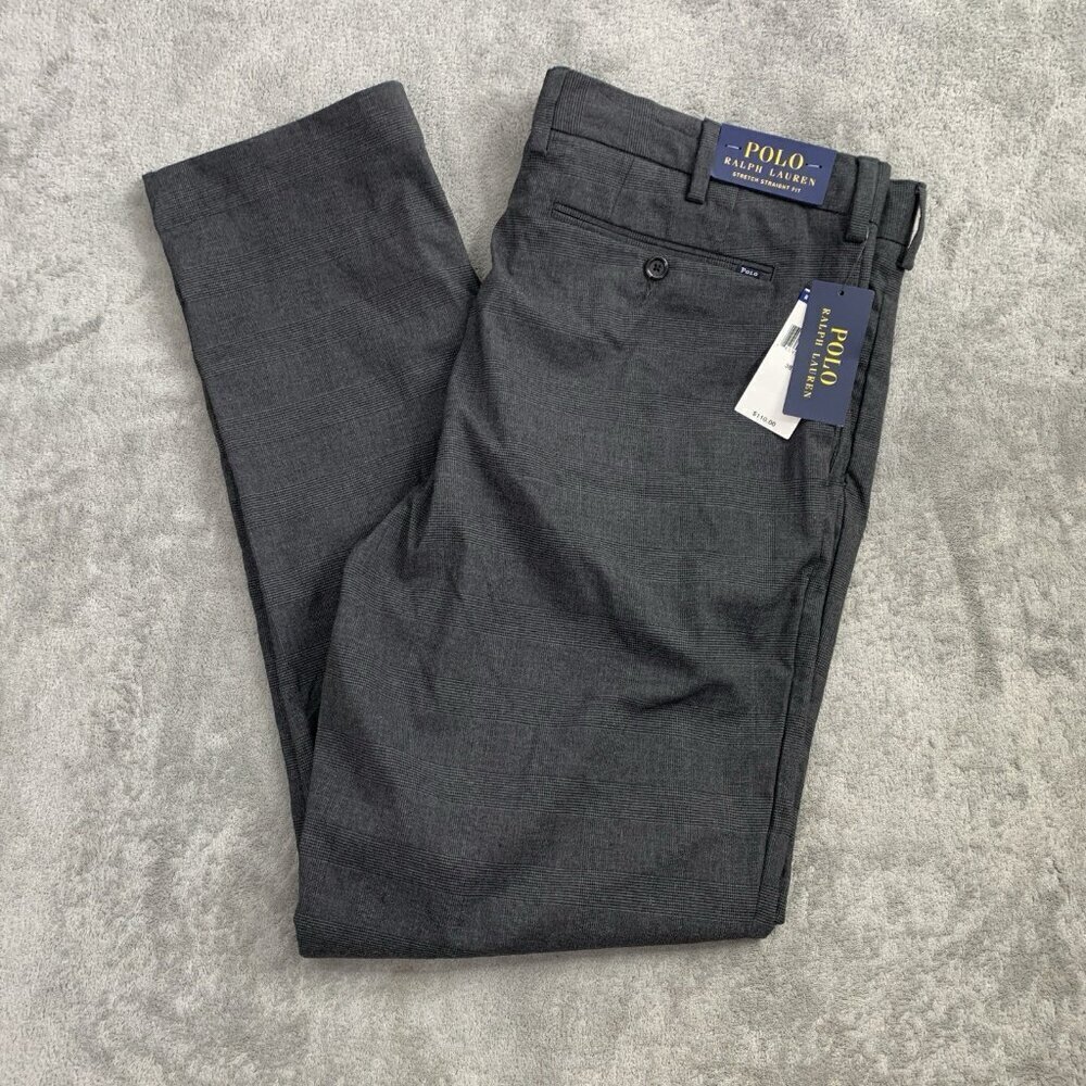 Polo Ralph Lauren Pants Mens 38x31” Gray Stretch Straight Fit Dress Trouser Work
